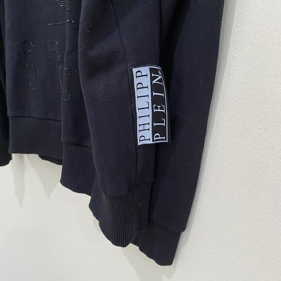 Philipp Plein Crystal Rhinestone Half Skull Sweatshirt *Black* Sz XL - Picture 7 of 15